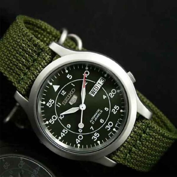Seiko Other - NEW, Seiko 5 Military Green Stainless & Canvas Automatic Wind Sports Watch